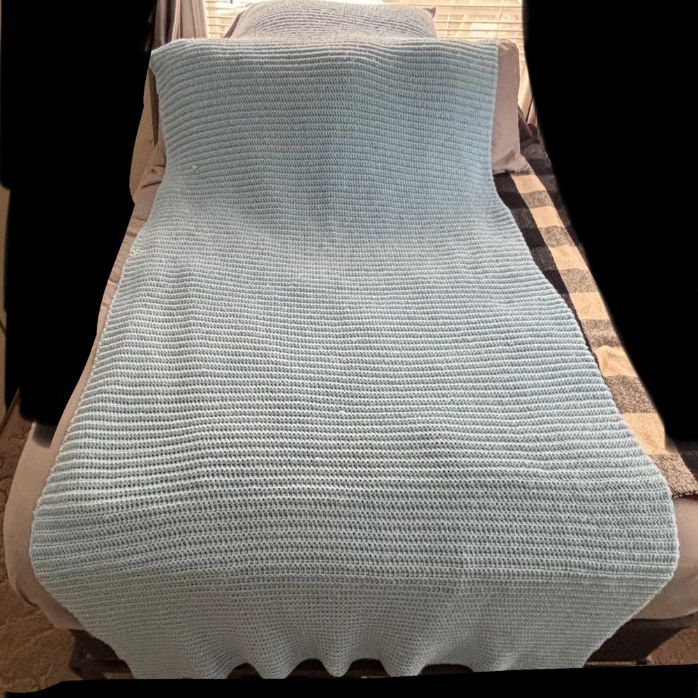 Thrifted Powder Baby Blue Table/King Bed/Back of Couch Runner